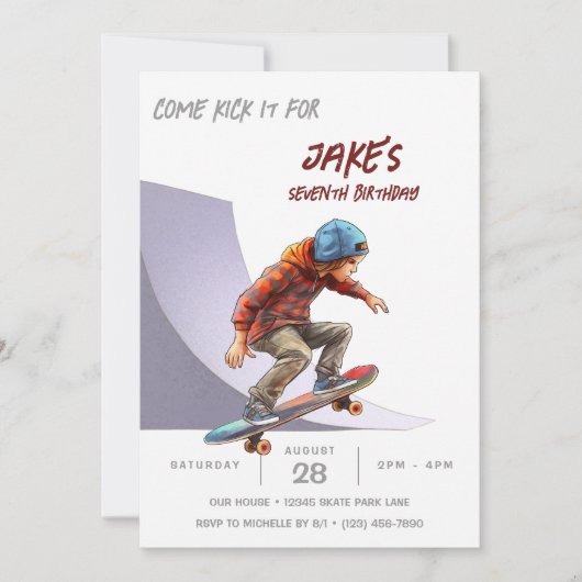 Invitation Skateboard Photo Skate Park Boys fête d'anniversai (Devant)