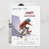 Invitation Skateboard Photo Skate Park Boys fête d'anniversai (Devant / Derrière)