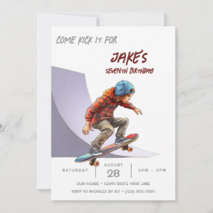 Invitation Skateboard Photo Skate Park Boys fête d'anniversai