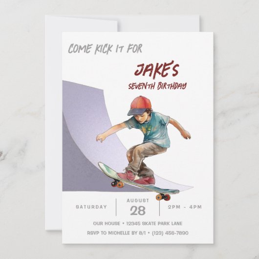 Invitation Skateboard Photo Skate Park Boys fête d'anniversai (Devant)