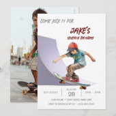 Invitation Skateboard Photo Skate Park Boys fête d'anniversai (Devant / Derrière)