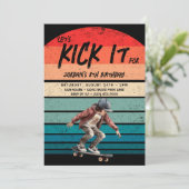 Invitation Skateboard Retro Sunset Photo Boys fête d'annivers (Debout devant)