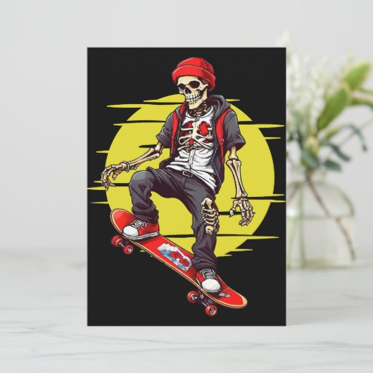 Invitation Skateboard Skeleton (Debout devant)