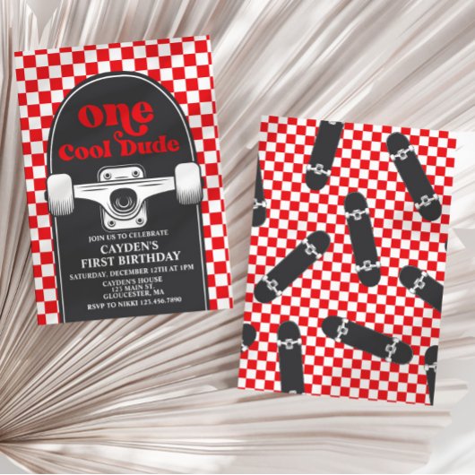 Invitation Skateboard Un Cool Dude 1er Anniversaire Invitatio