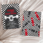 Invitation Skateboard Un Cool Dude 1er Anniversaire Invitatio<br><div class="desc">Skateboard One Cool Dude,  1er anniversaire invitation avec chèque rouge et skateboard.</div>
