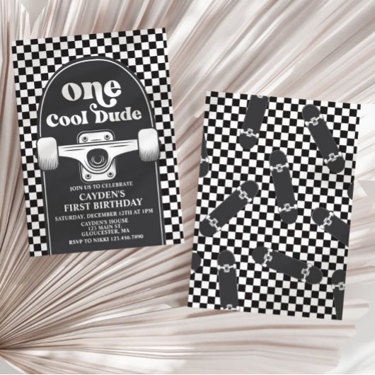 Invitation Skateboard Un Cool Dude 1er Anniversaire Invitatio