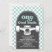 Invitation Skateboard Un Cool Dude 1er Anniversaire Invitatio (Devant)