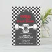 Invitation Skateboard Un Cool Dude 1er Anniversaire Invitatio (Debout devant)
