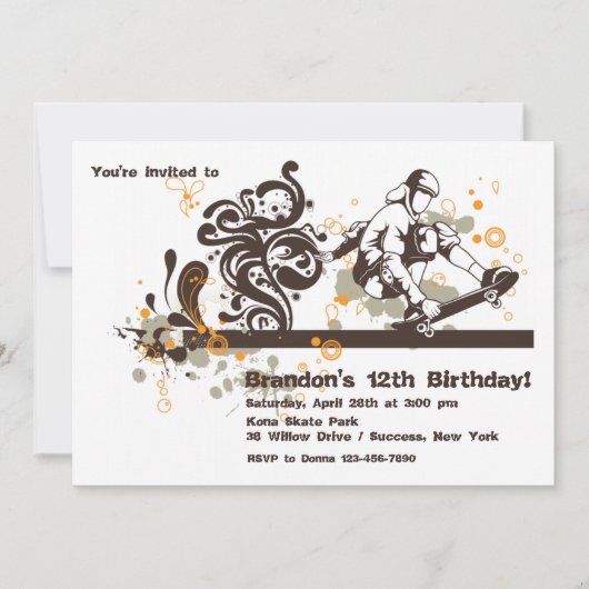 Invitation Skateboarder (Devant)