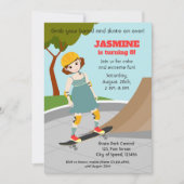 Invitation Skater Park Fun Girl Birthday Party (Devant)