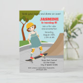 Invitation Skater Park Fun Girl Birthday Party (Debout devant)