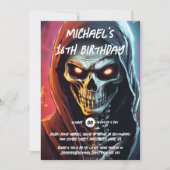 Invitation Skeleton assassin halloween thème anniversaire fêt (Devant)