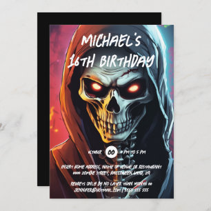 Invitation Skeleton assassin halloween thème anniversaire fêt