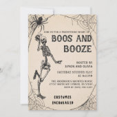 Invitation Skeleton Boos & Booze Adulte Halloween Party (Devant)