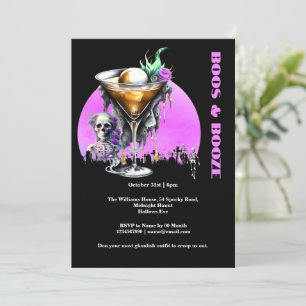 Invitation Skeleton cimetière crâne cocktail pleine lune horr