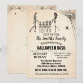 Invitation Skeleton Couple avec 4 enfants Halloween chaud à l (Devant / Derrière)
