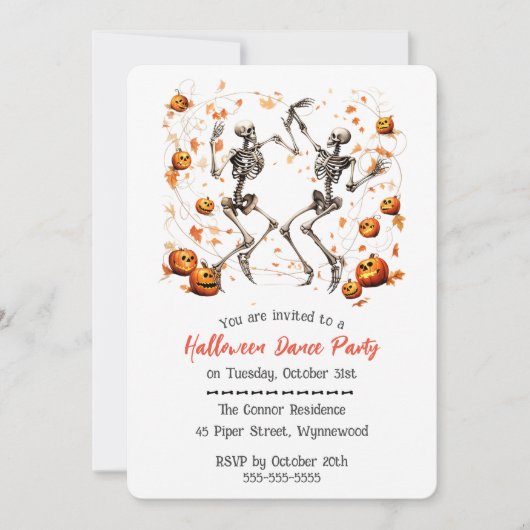 Invitation Skeleton Dance Party (Devant)