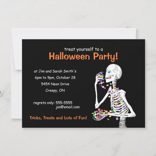 Invitation Skeleton de la fête d'Halloween (Devant)