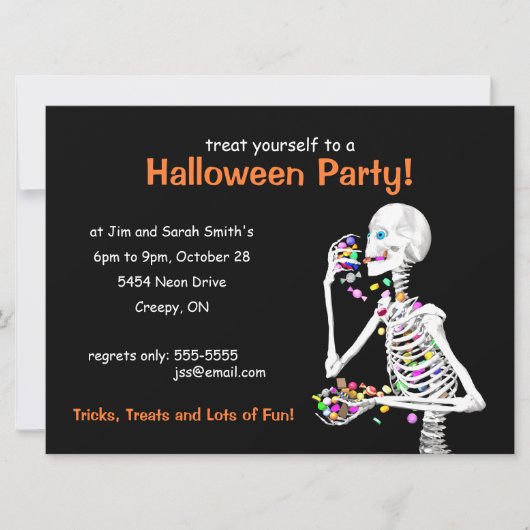 Invitation Skeleton de la fête d'Halloween (Devant)