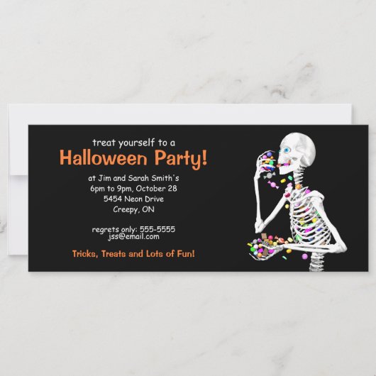 Invitation Skeleton de la fête d'Halloween (Devant)