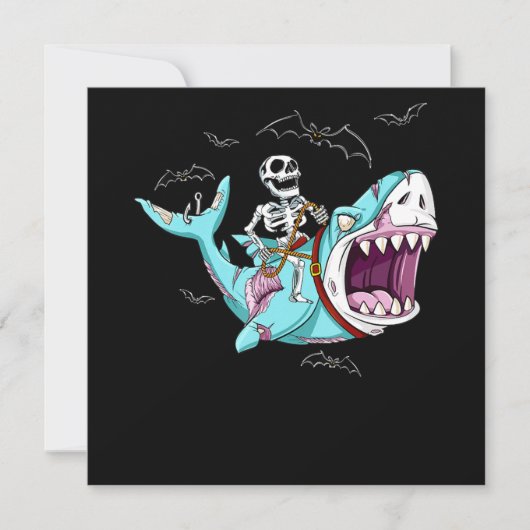 Invitation Skeleton équitation Zombie Shark Funny Halloween c (Devant)