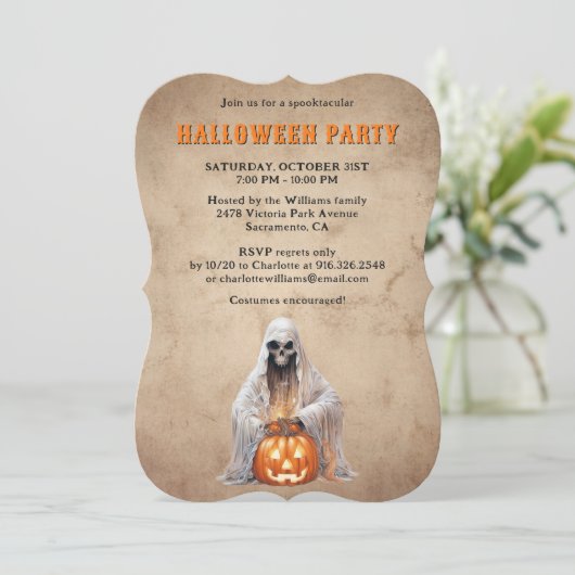Invitation Skeleton Ghost Jack O’Lanterns (Debout devant)