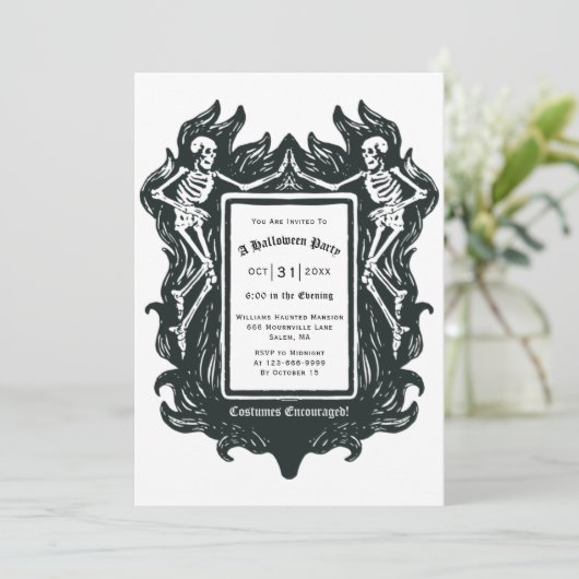 Invitation Skeleton Halloween (Debout devant)