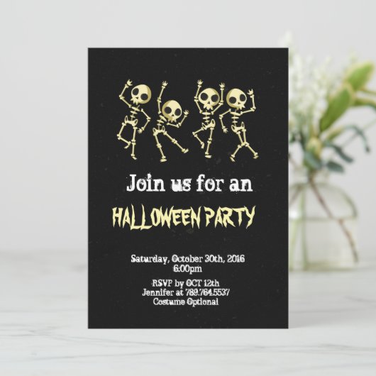 Invitation Skeleton Halloween (Debout devant)