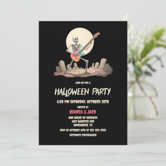 Invitation Skeleton Halloween (Debout devant)