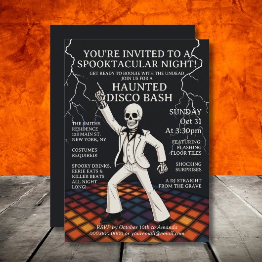 Invitation Skeleton Haunted Disco Bash Halloween Party