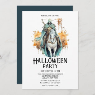 Invitation Skeleton Horseman Costume Mint Halloween Party