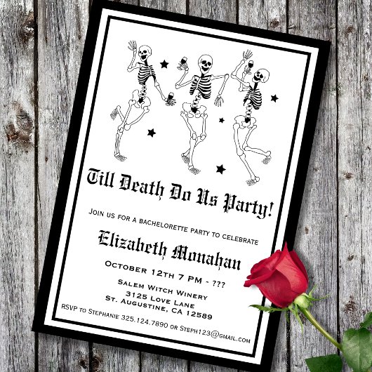 Invitation Skeleton Jusqu'à la mort Do Us Party Bachelorette