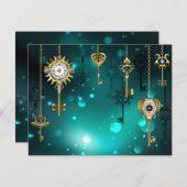 Invitation Skeleton Keys on Green Background (Devant / Derrière)