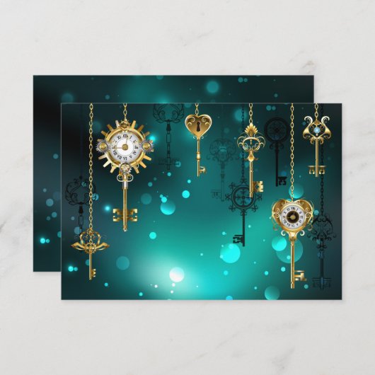 Invitation Skeleton Keys on Green Background (Devant / Derrière)