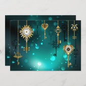 Invitation Skeleton Keys on Green Background (Devant / Derrière)