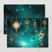 Invitation Skeleton Keys on Green Background (Devant / Derrière)