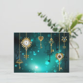 Invitation Skeleton Keys on Green Background (Debout devant)