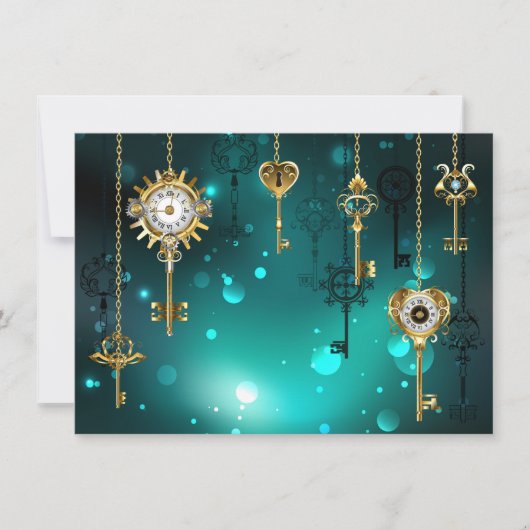Invitation Skeleton Keys on Green Background (Devant)