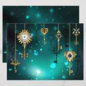 Invitation Skeleton Keys on Green Background (Devant / Derrière)