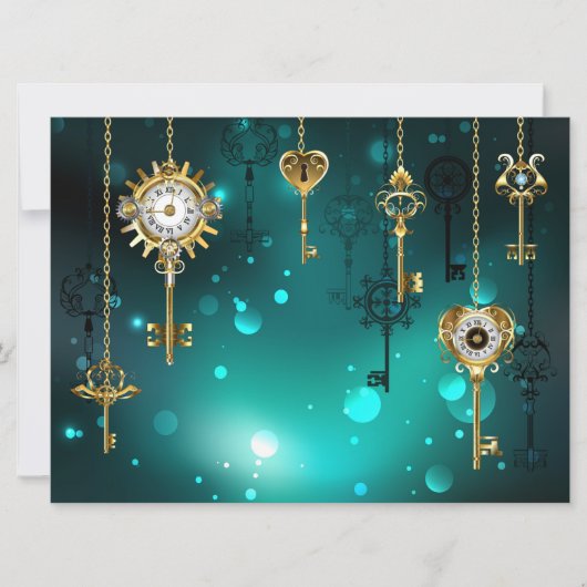 Invitation Skeleton Keys on Green Background (Devant)
