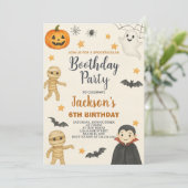 Invitation Skeleton Kids Halloween Anniversaire Fête Invitati (Debout devant)