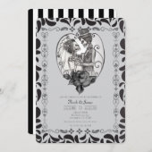 Invitation Skeleton Love Couple Mariage Danse Mariage gothiqu (Devant / Derrière)