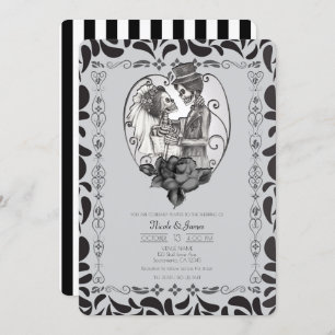 Invitation Skeleton Love Couple Mariage Danse Mariage gothiqu