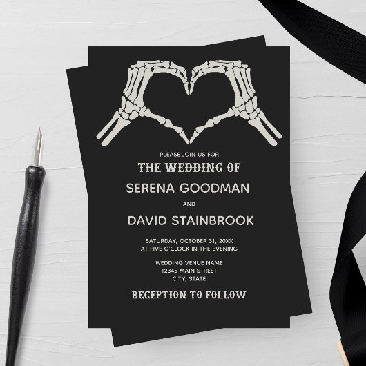 Invitation Skeleton Mariage du coeur des mains
