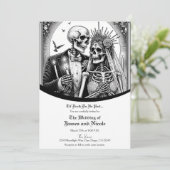 Invitation Skeleton Mariée & Salle Noir Blanc Vintage Mariage (Debout devant)