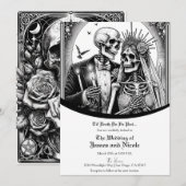 Invitation Skeleton Mariée & Salle Noir Blanc Vintage Mariage (Devant / Derrière)