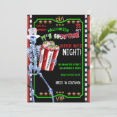 Invitation Skeleton Popcorn Eyeballs Halloween Soirée cinéma (Debout devant)