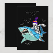 Invitation Skeleton Riding Shark Funny - Cadeau d'Halloween f (Devant / Derrière)