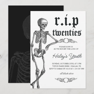 Invitation Skeleton RIP Années 20's Funny 30e anniversaire