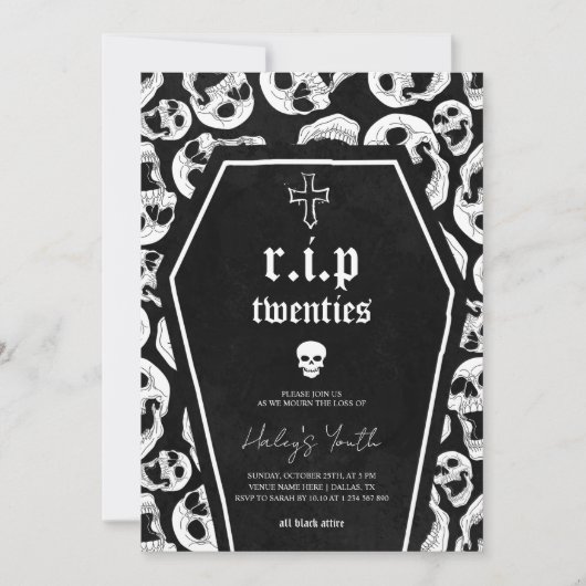 Invitation Skeleton RIP Twenties 20s Funny 30th Birthday (Devant)